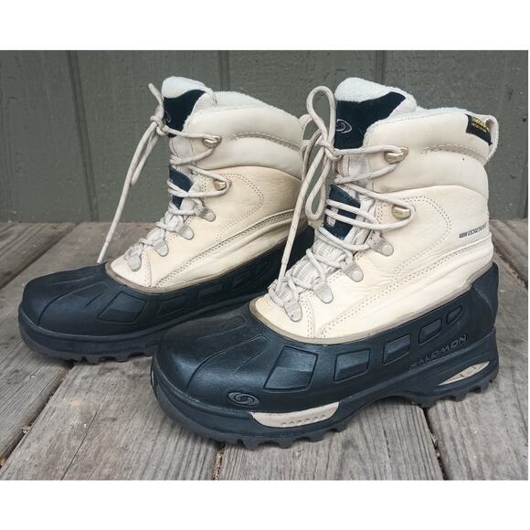 Solomon Thinsulate -22F 400gr. Waterproof Winter Snow Mid Boots Womens 7 Beige - Picture 1 of 11